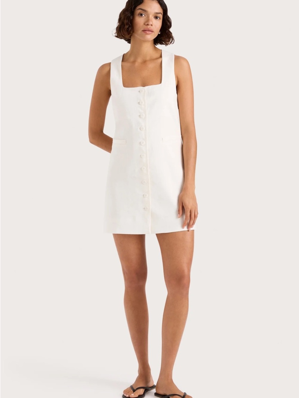 Faithfull the Brand Jaques White Button-Front Mini Dress size S